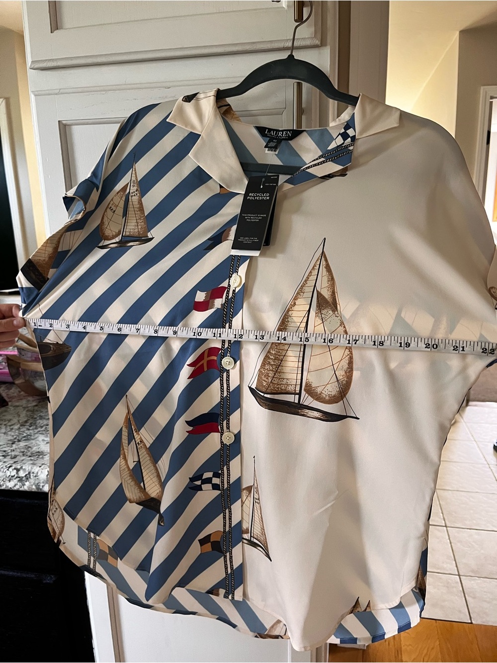 Ralph Lauren Nautical Sailboat Camp-Collar Blouse - Cream & Blue - Picture 3 of 3